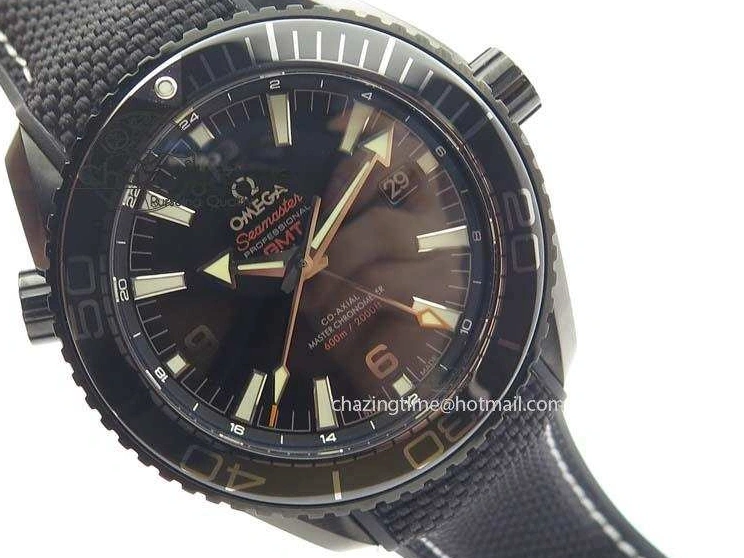 0427 Planet Ocean 45mm GMT DLC JHF Best Edition Black Dial On Rubber Strap A Durable 8194
